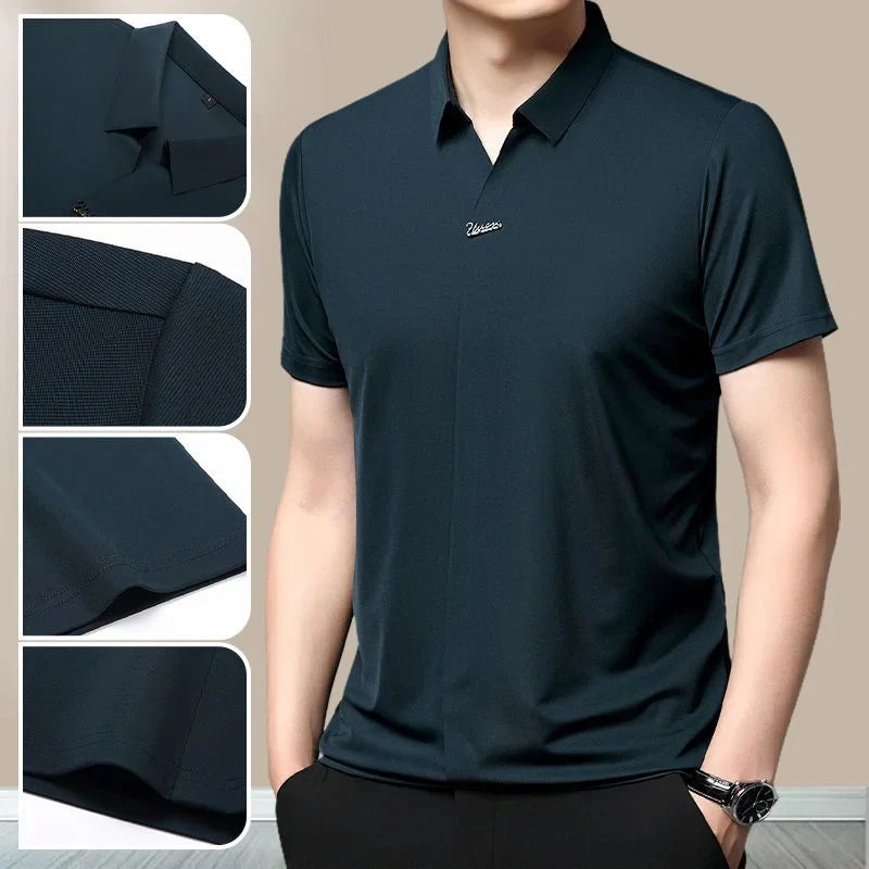 Men’s Casual Lapel Breathable Wrinkle-free T-shirt(PACK OF 4)